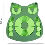 Vista superior y dimensiones de 28cm del comedero lento interactivo para perros y gatos de The Paws Boutique.