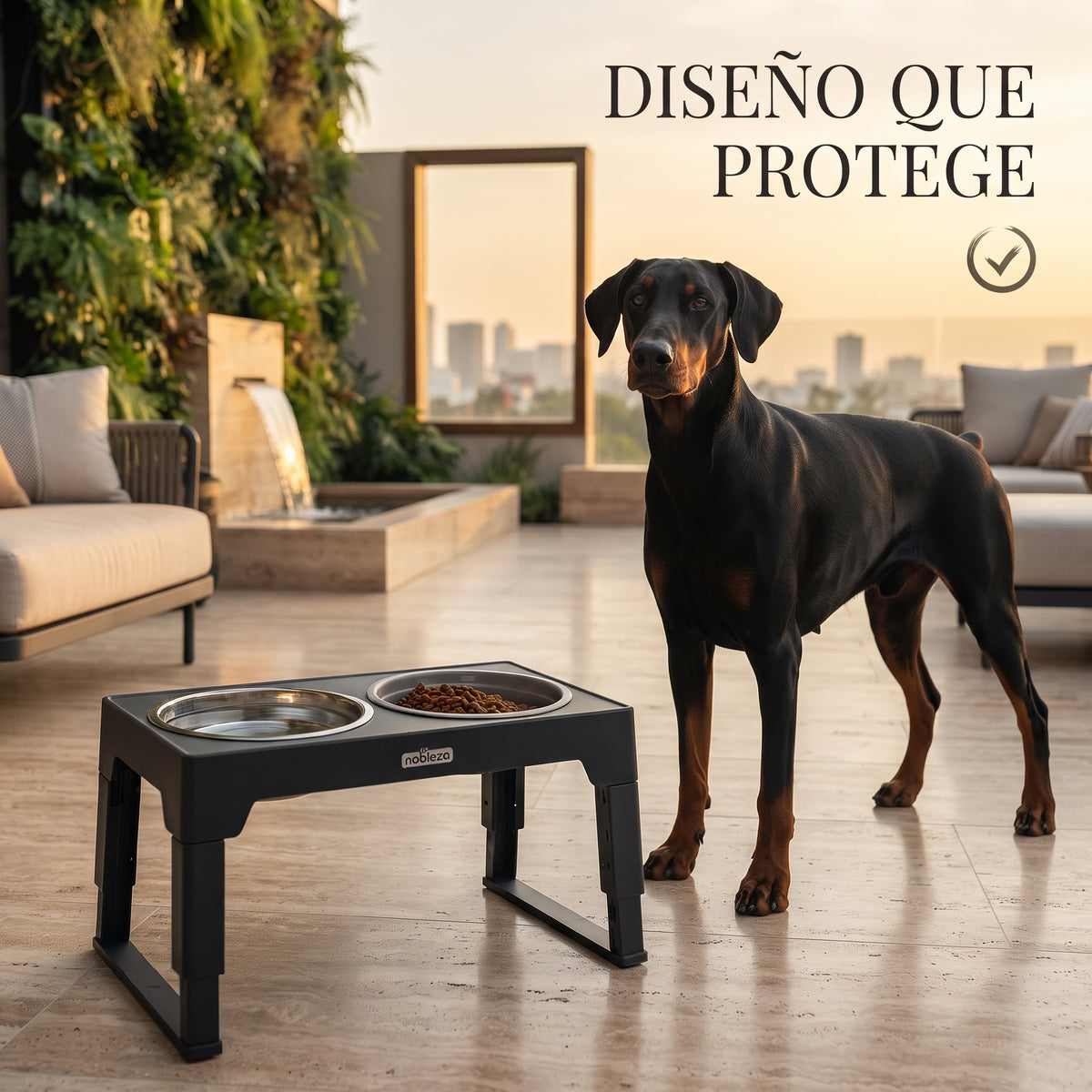 Comedero Elevado Regulable para Perros (5 Alturas) – Estación 3 en 1 con Plato Antivoracidad, Bebedero Antigoteo y Cuenco de Acero Inoxidable
