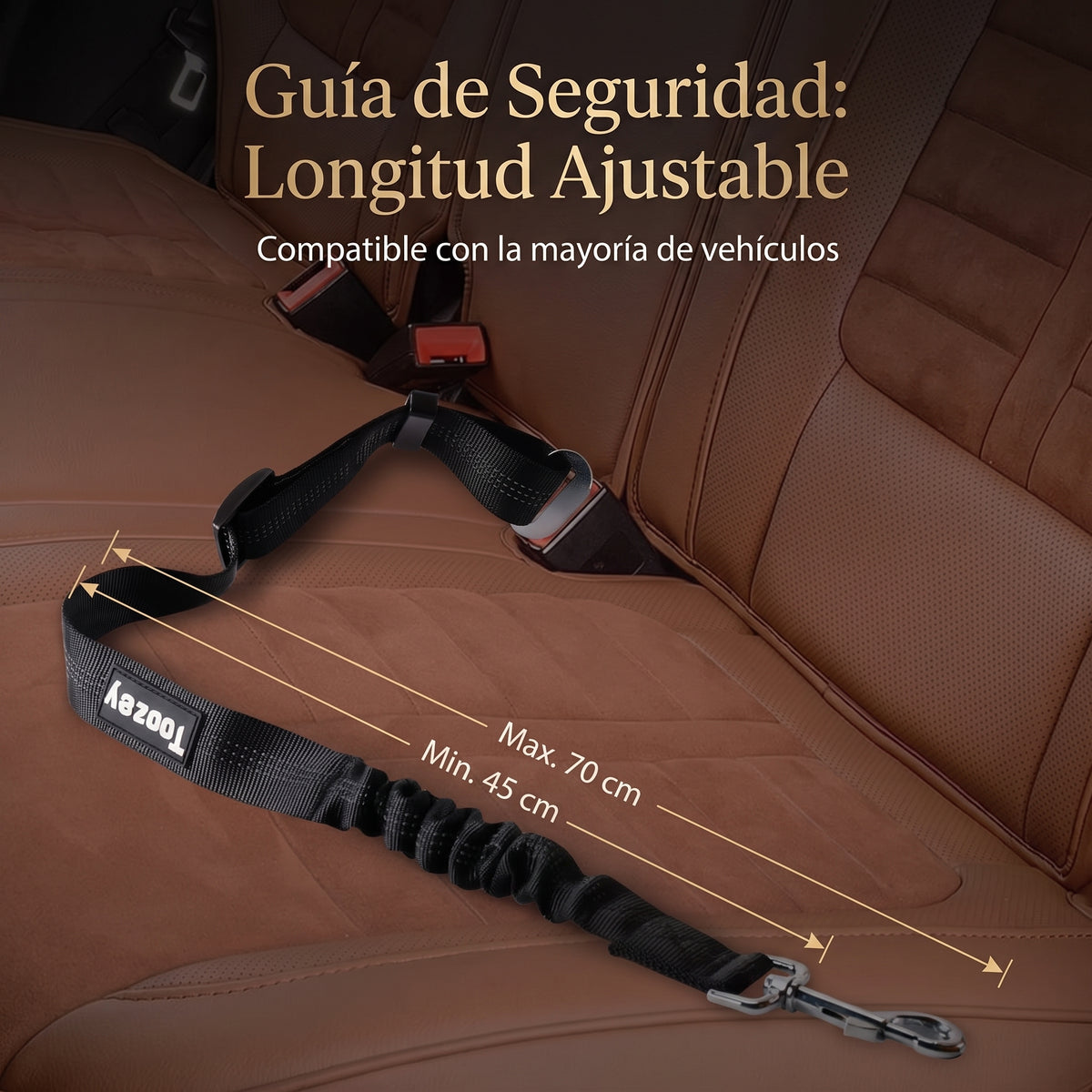 Perro Cinturón De Seguridad, Elástico Ruck Dämp Fung Y Fuerte Mosquetón, Ajustable Perros Correa Alta Seguridad Para Todas Las Razas Perros Y Gatos, Negro