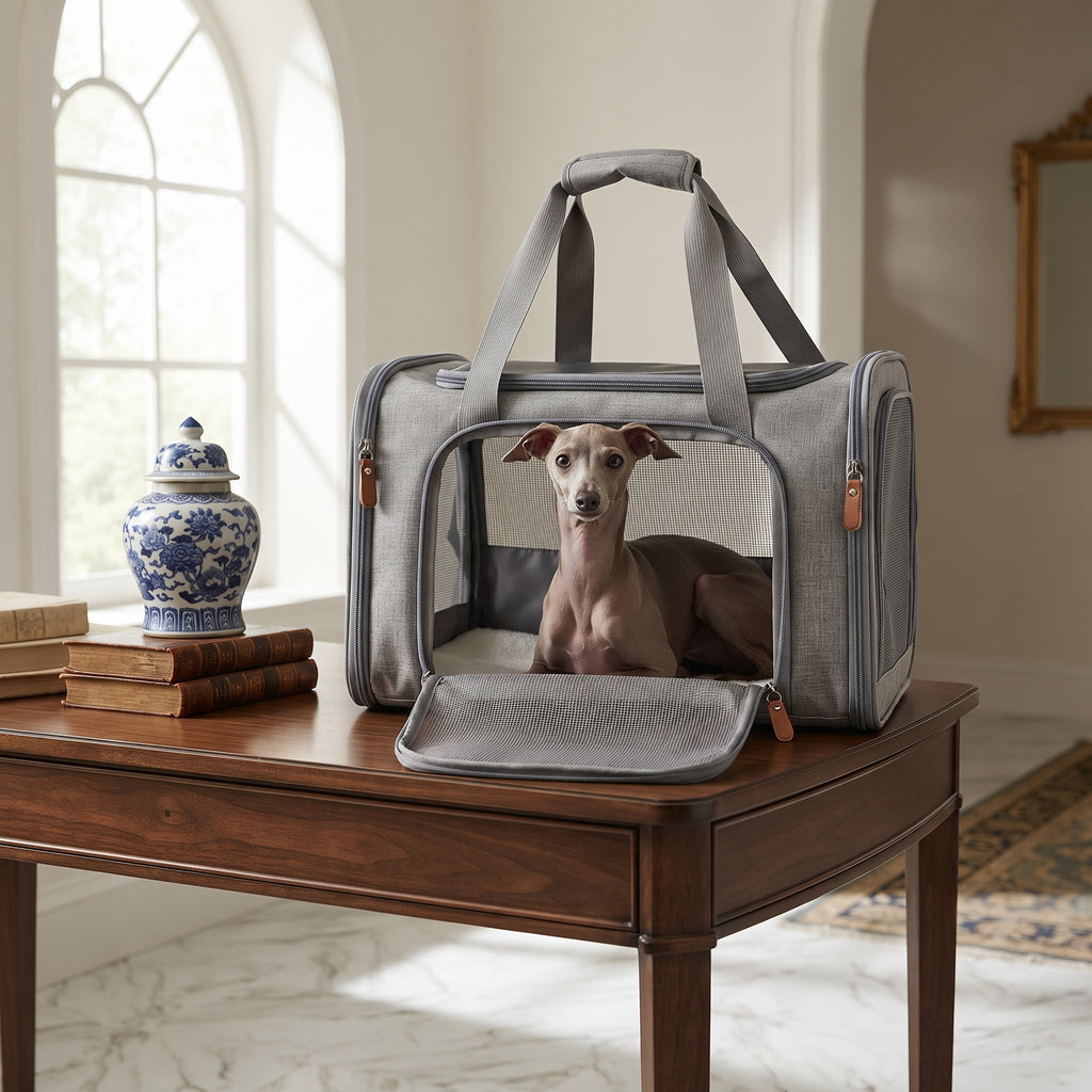Bolsa de Transporte Homologada para Mascotas – Transportín Transpirable para Perros y Gatos (Cabina de Avión, Tren y Coche)