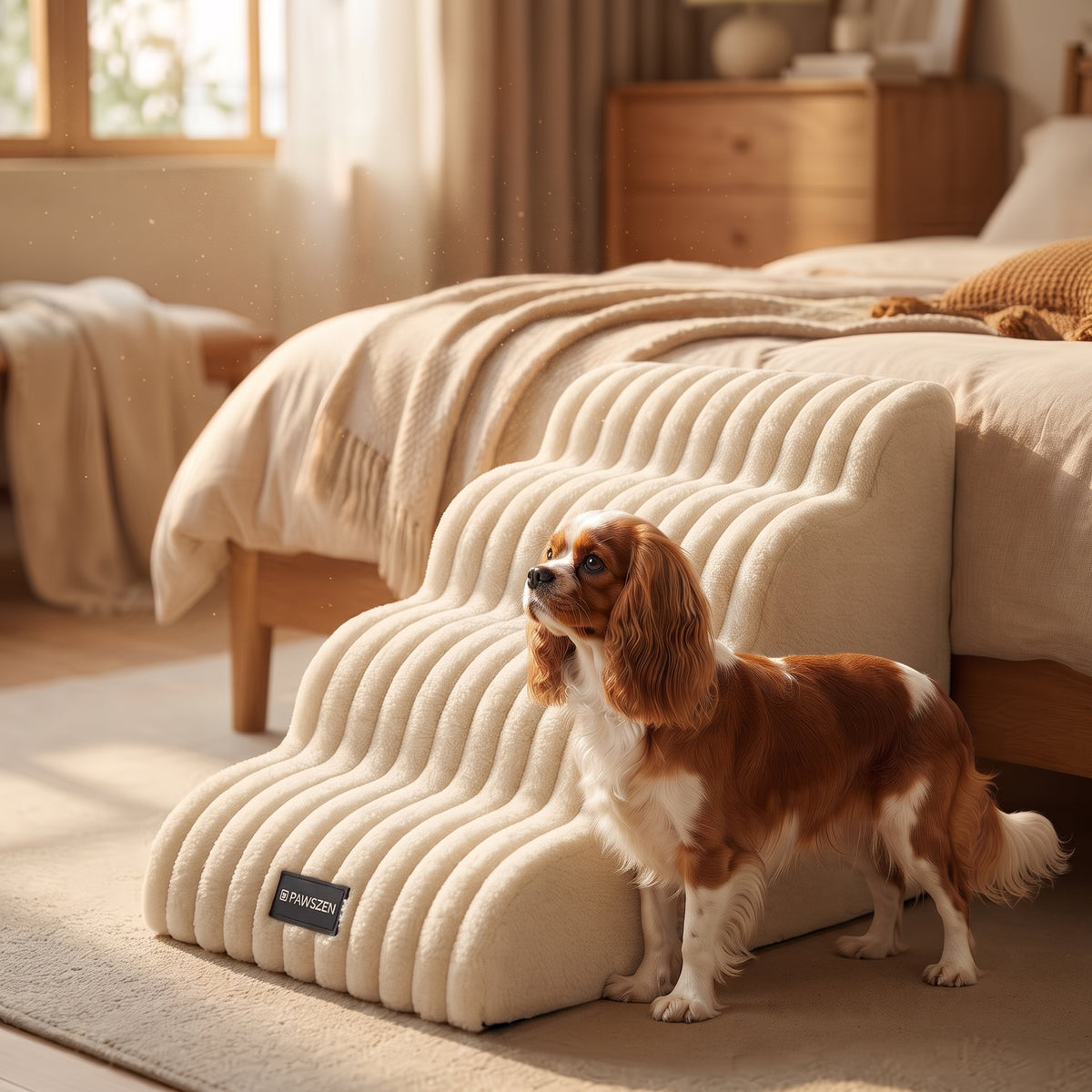 Escalera Rampa de Espuma Ortopédica para Mascotas – Escalones Antideslizantes para Sofás y Camas Altas