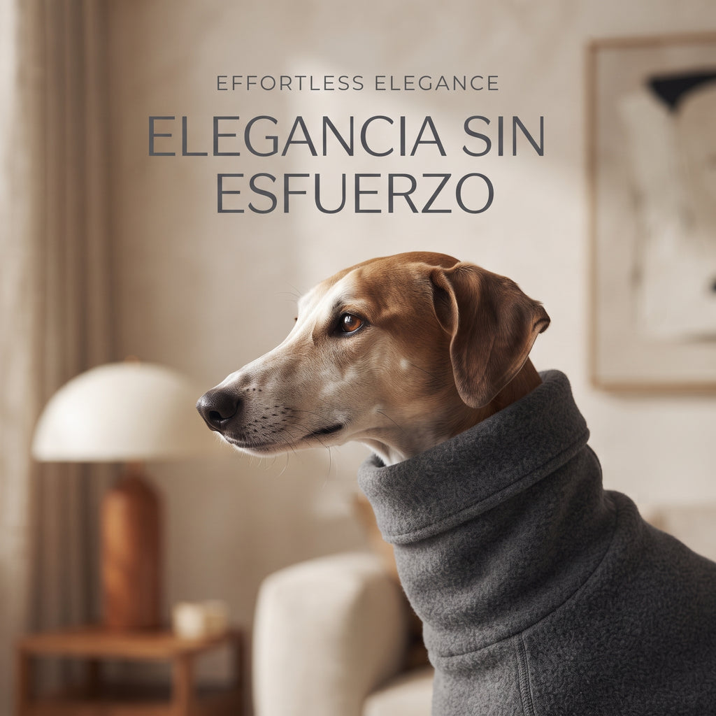 Jersey Polar de Cuello Alto para Galgos, Whippets y Lebreles – Abrigo Térmico Elástico de Forro Polar Jaspeado