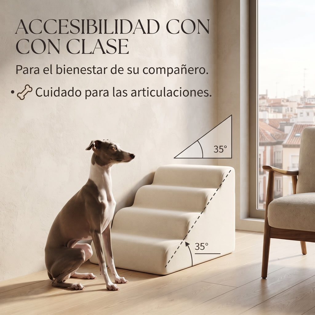 Escalera Rampa de Espuma Ortopédica para Mascotas – Escalones Antideslizantes para Sofás y Camas Altas