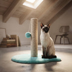 Poste Rascador Compacto para Gatos con Base Estable y Pelota Colgante de Juego