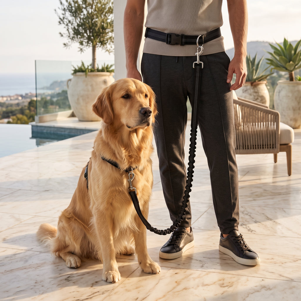 Correa Manos Libres para Perros | Cinturón de Running y Paseo con Amortiguador
