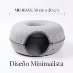 Túnel Cama en Forma de Donut para Gatos - Juguete Interactivo 2 en 1