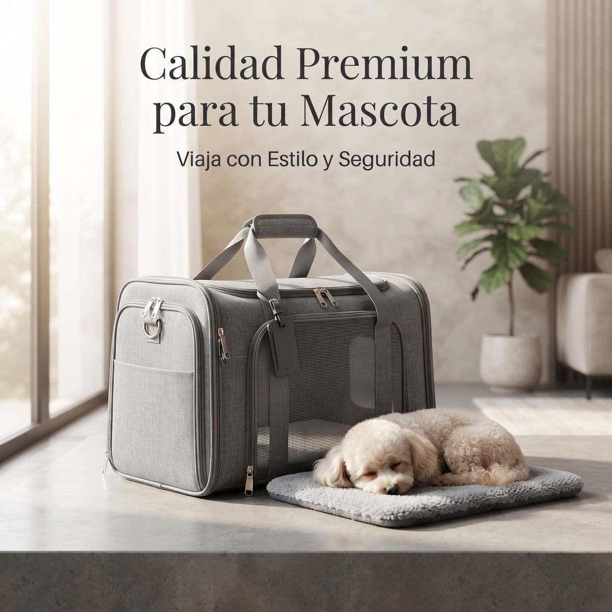 Bolsa de Transporte Homologada para Mascotas – Transportín Transpirable para Perros y Gatos (Cabina de Avión, Tren y Coche)