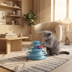 Torre Interactiva de 4 Niveles con Bolas y Pluma para Gatos | The Paws Boutique