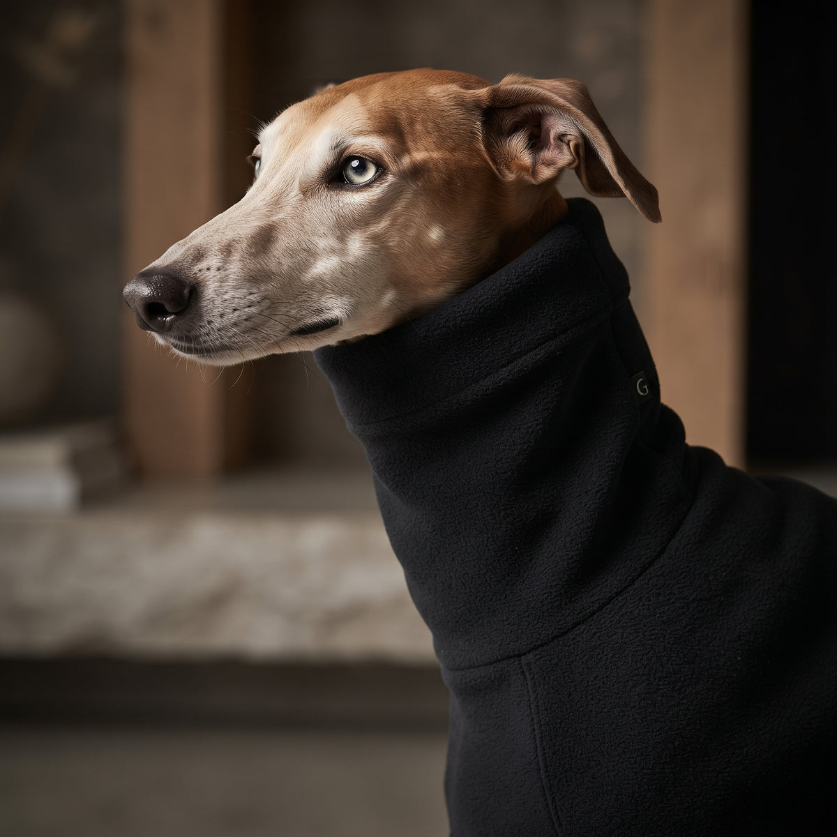Jersey Polar de Cuello Alto para Galgos, Whippets y Lebreles – Abrigo Térmico Elástico de Forro Polar Jaspeado