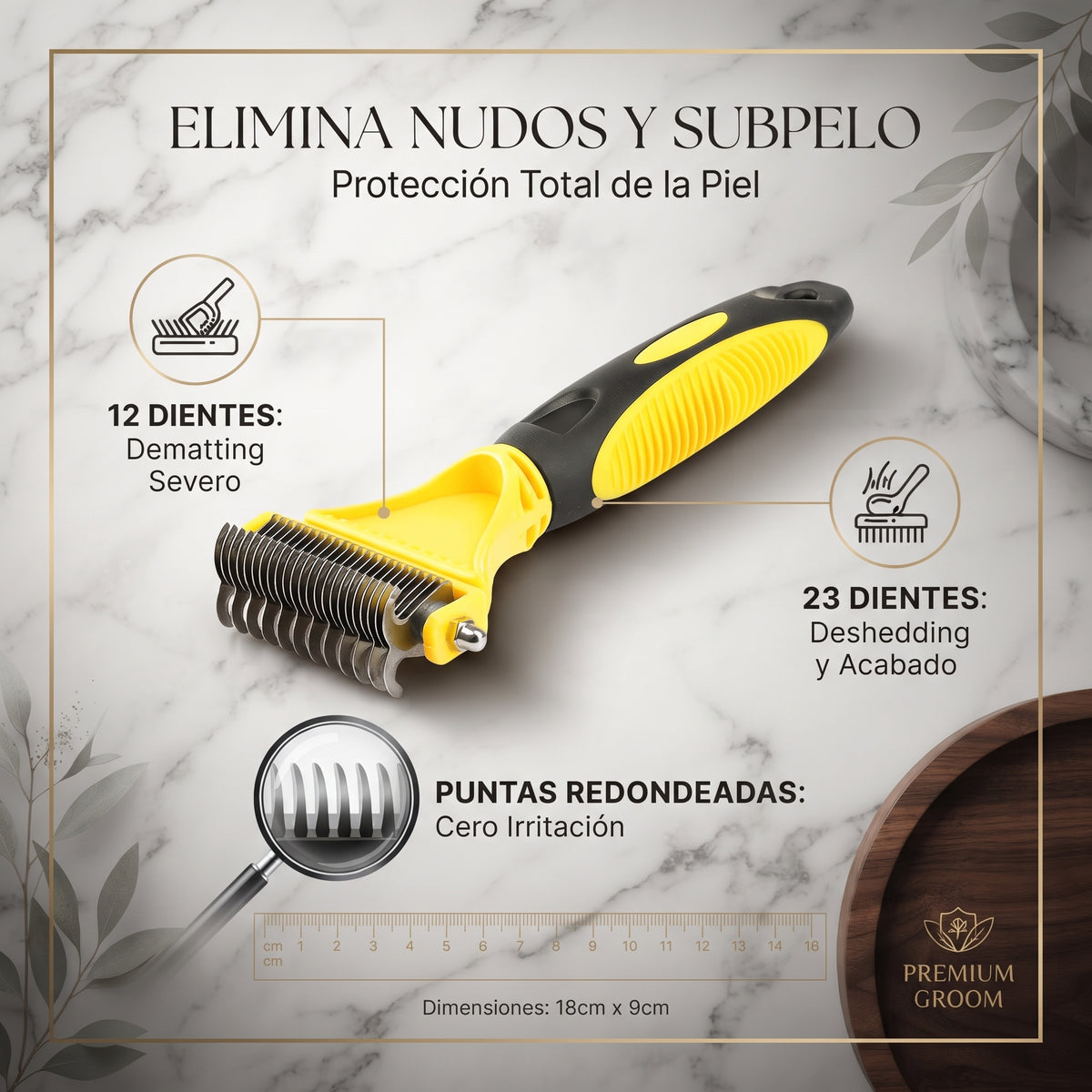 Peine Rastrillo Deslanador de Doble Cara para Perros y Gatos – Acero Inoxidable