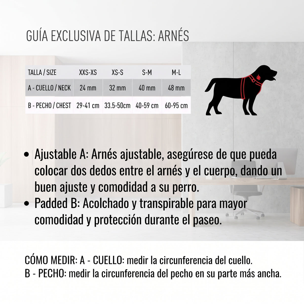 Arnés Ergonómico Acolchado para Perros y Cachorros – Pechera de Neopreno y Malla Transpirable con Cierre de Seguridad