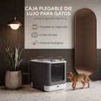 Arenero Cerrado para Gatos con Cajón Deslizante – Bandeja Sanitaria con Doble Entrada/Salida Antisalpicaduras y Pala Higiénica