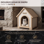 Caseta de Madera Maciza para Perros Pequeños y Gatos – Casa Refugio de Interior y Exterior con Tejado a Dos Aguas