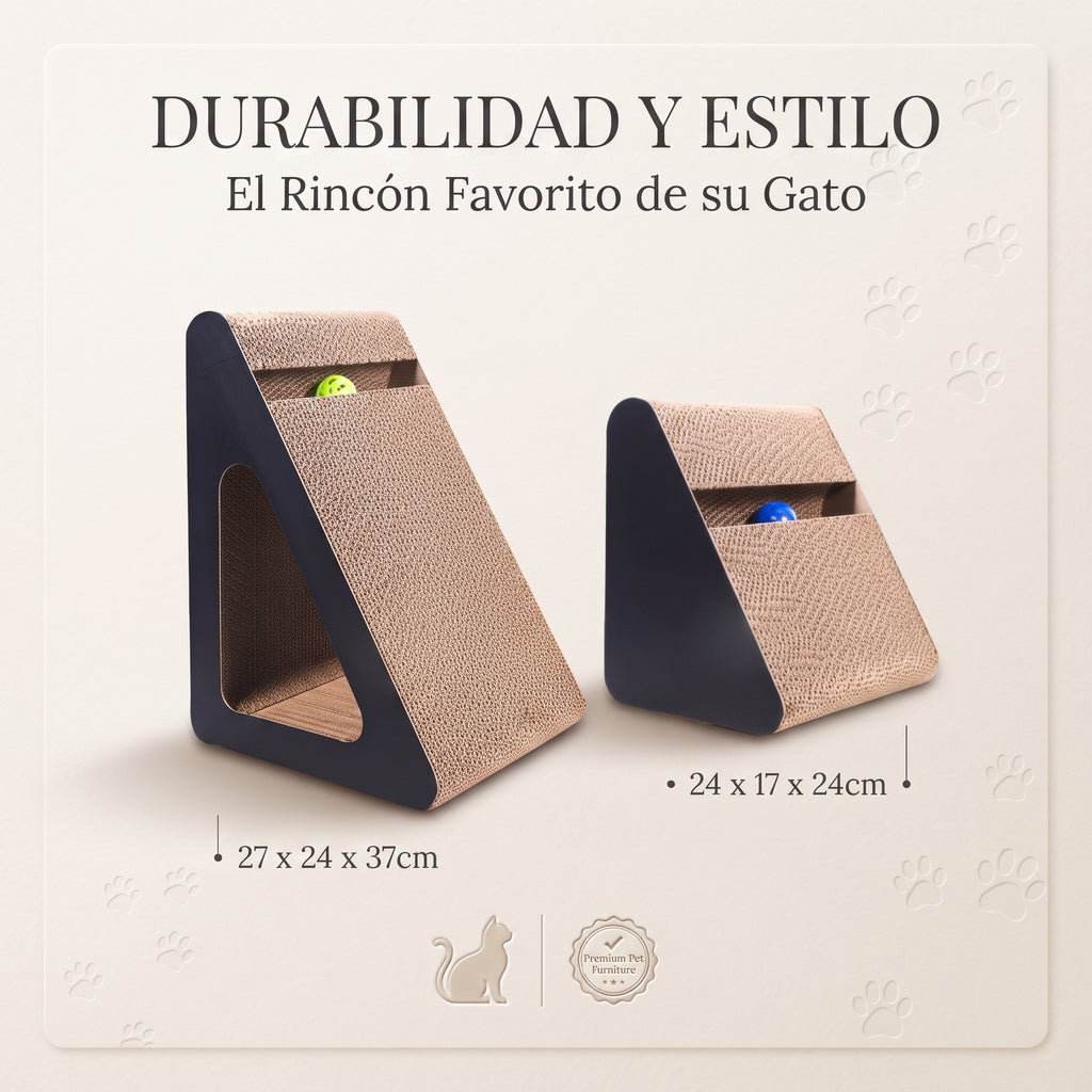 Rascador de Cartón 2 en 1 con Bolas Giratorias para Gatos