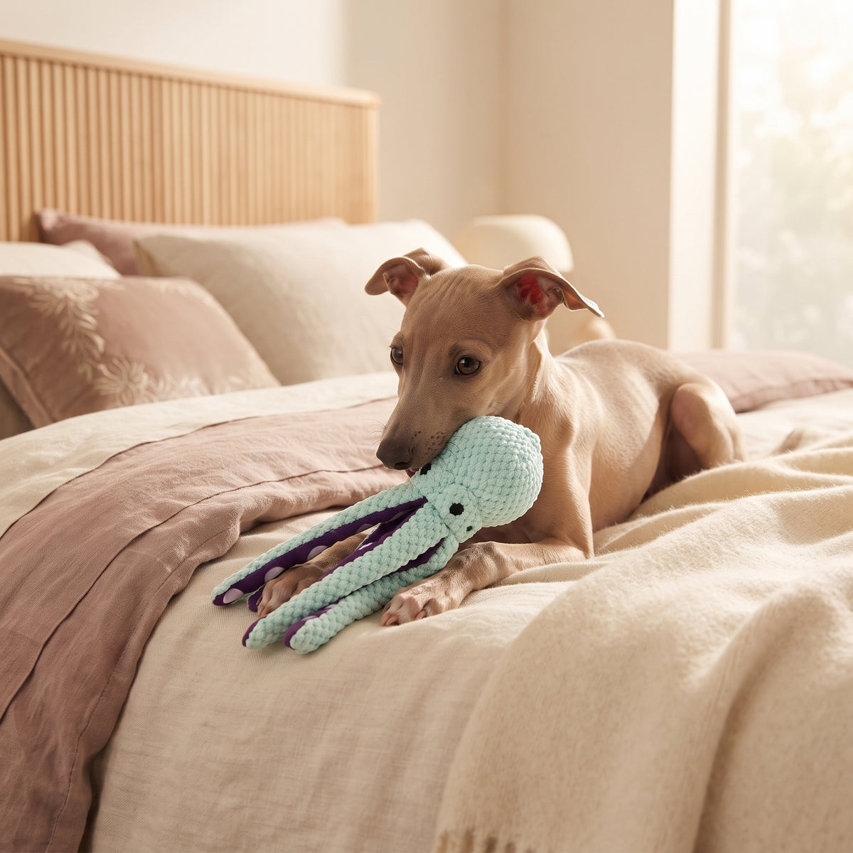 Juguete de Peluche Interactivo con Sonido en Forma de Pulpo para Perros