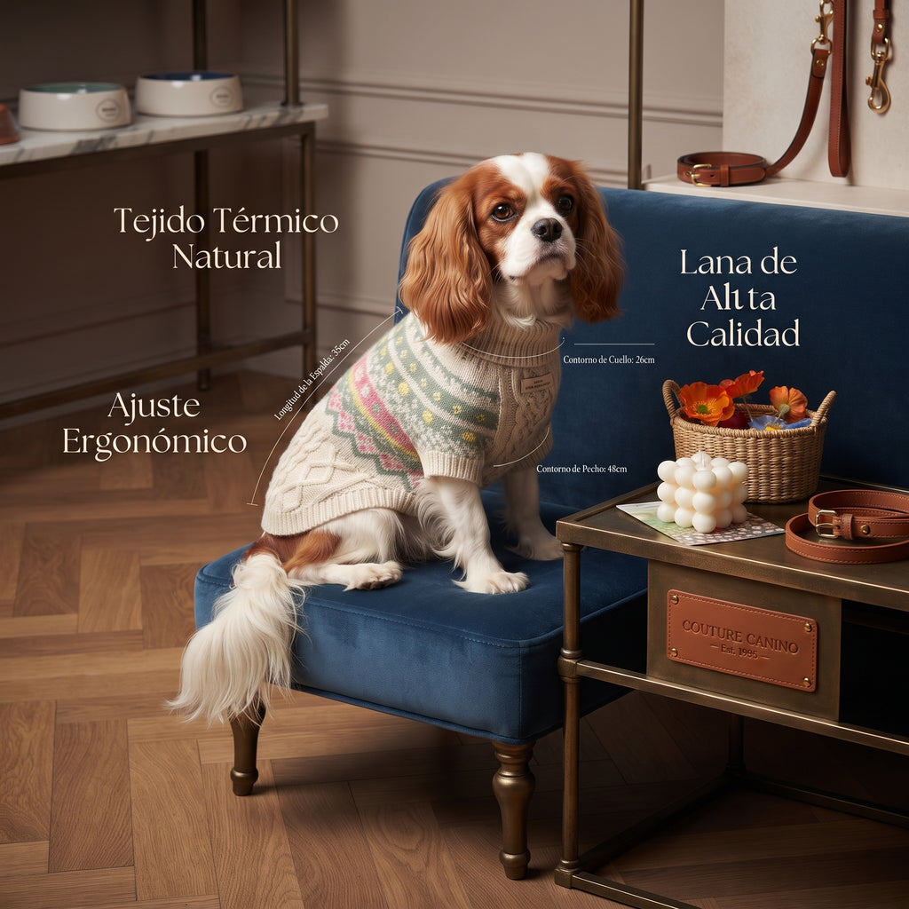 Jersey de Punto Vintage para Perros y Gatos – Suéter Cálido de Invierno con Estampado Jacquard Nórdico