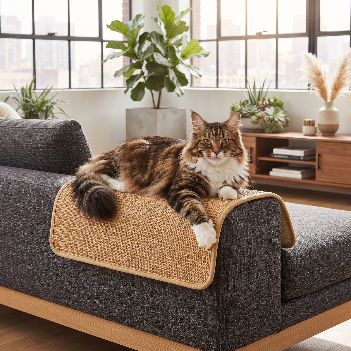Alfombra Rascador de Sisal Natural para Gatos | Protector de Muebles