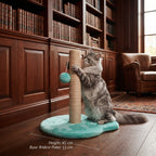 Poste Rascador Compacto para Gatos con Base Estable y Pelota Colgante de Juego
