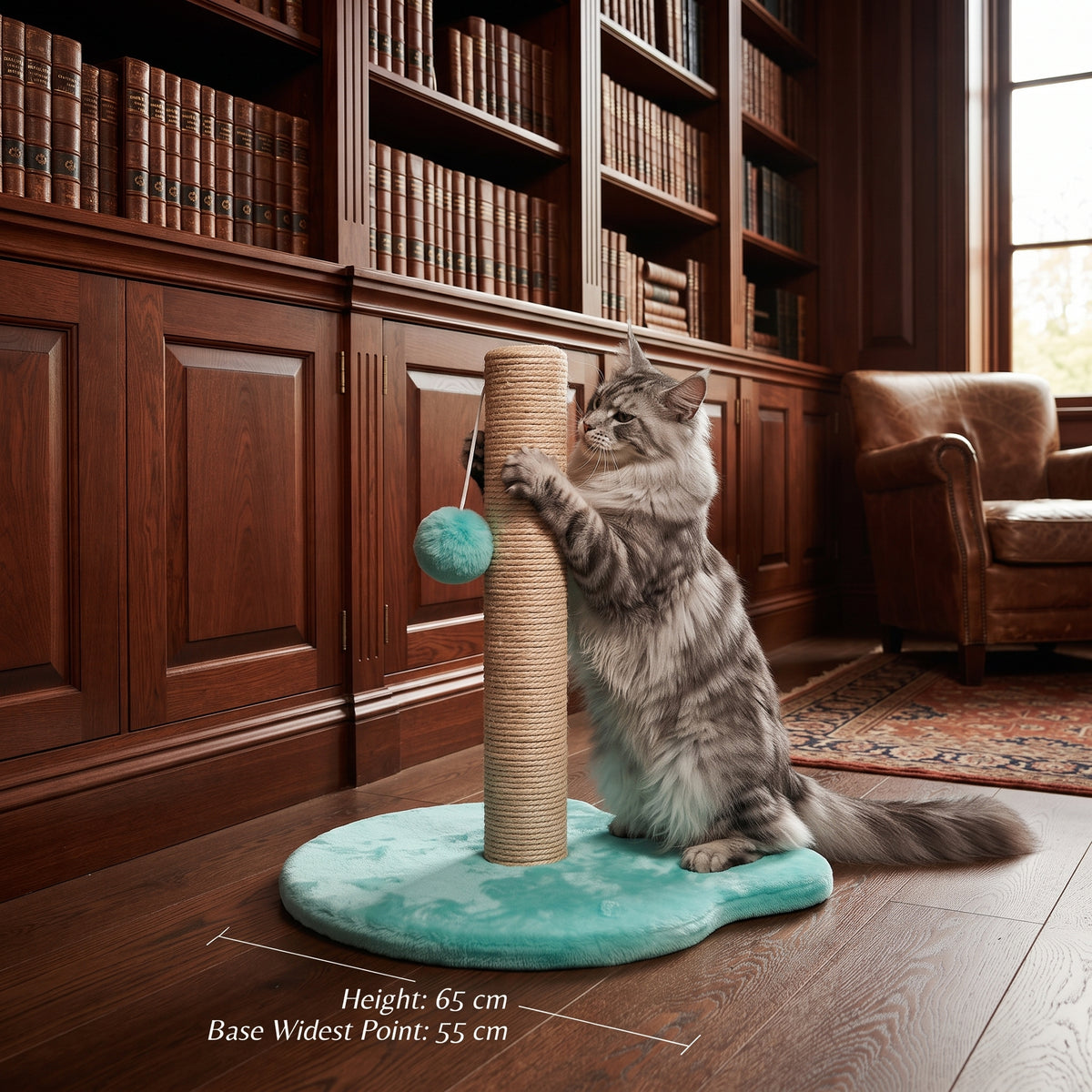 Poste Rascador Compacto para Gatos con Base Estable y Pelota Colgante de Juego