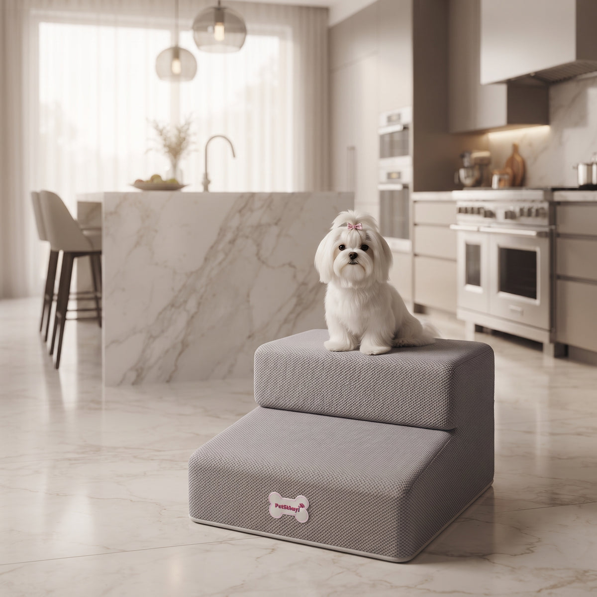 Escalera de Espuma para Perros y Gatos (2 Peldaños) – Antideslizante y Desenfundable
