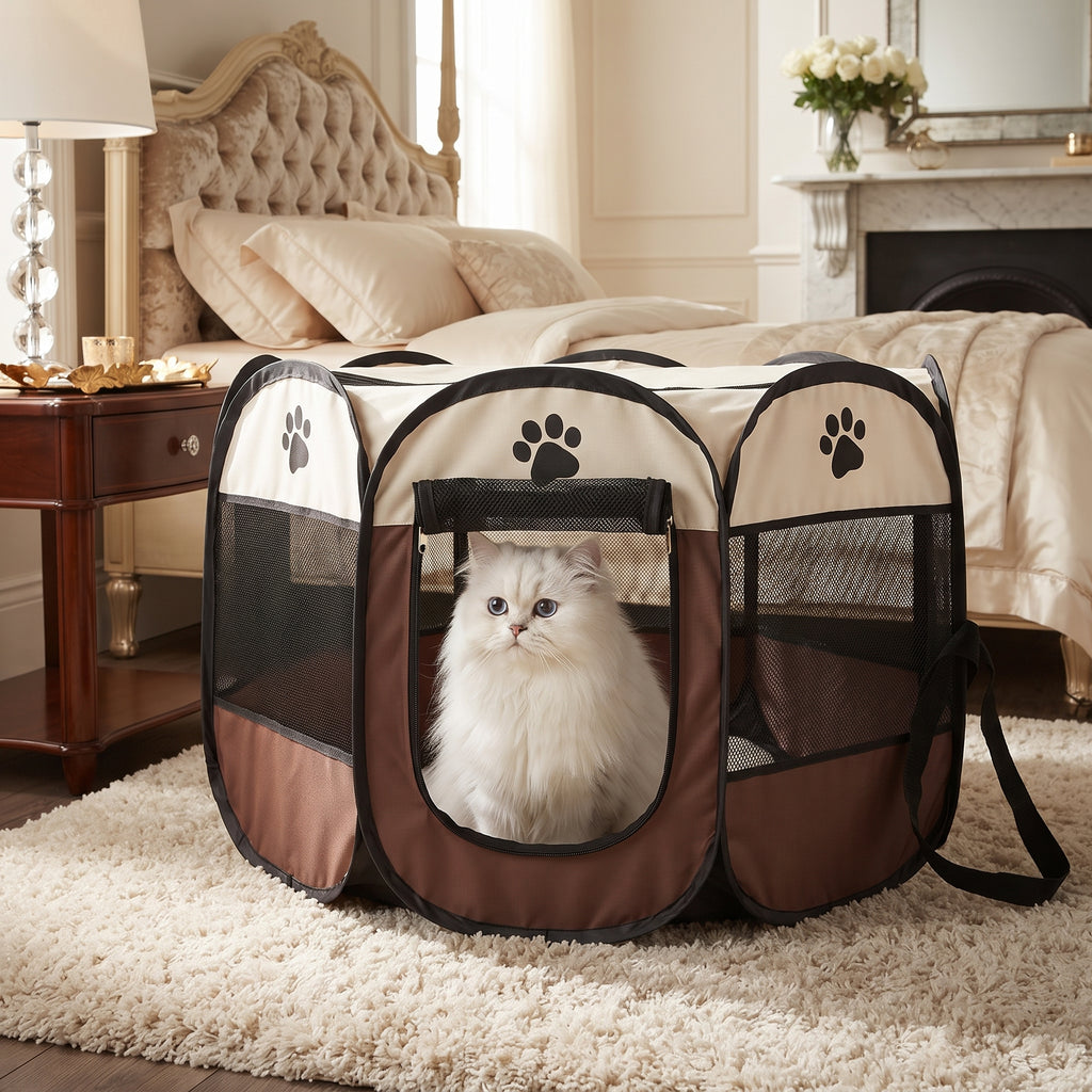 Parque Plegable Octogonal para Perros y Gatos - Tienda de Campaña y Valla Transpirable para Mascotas
