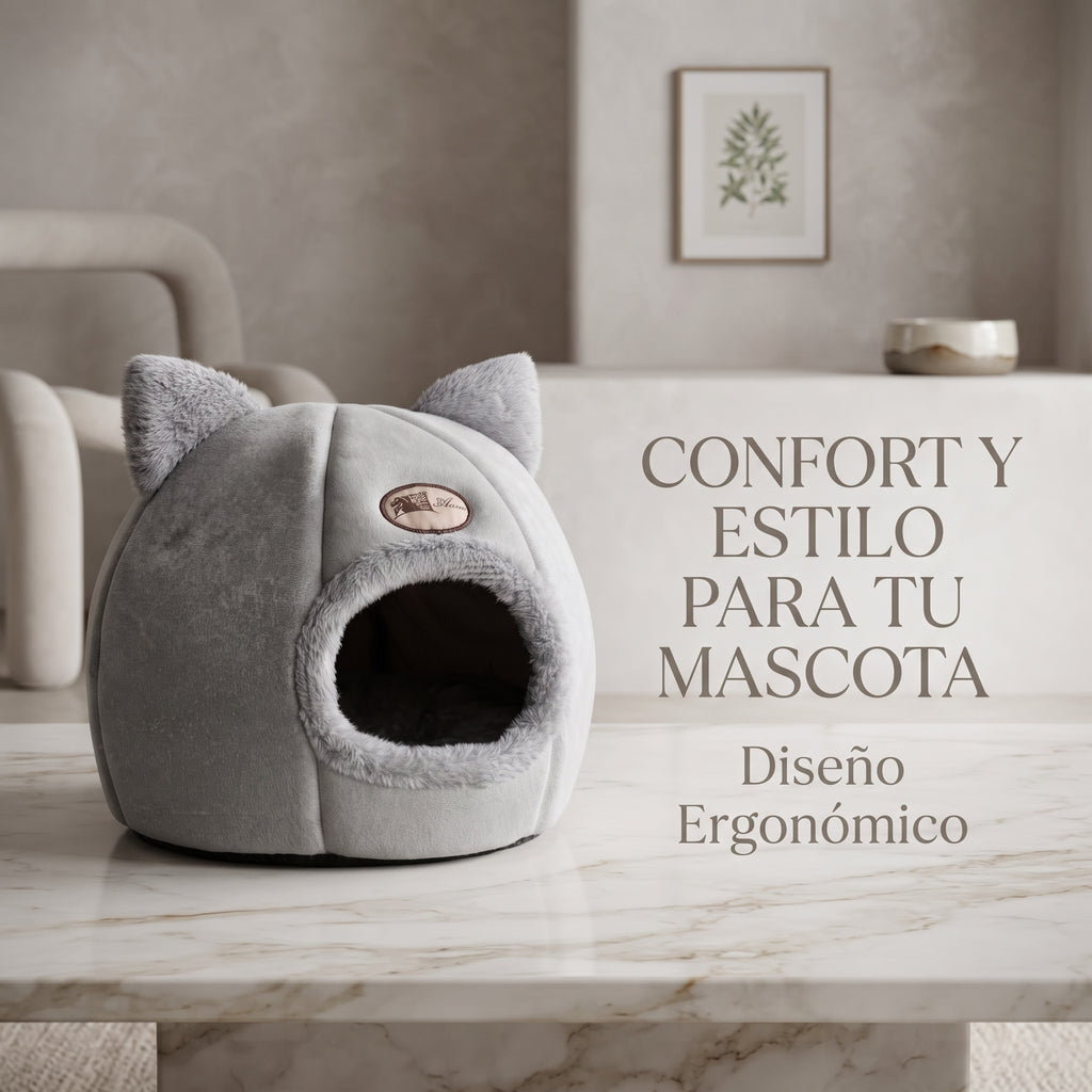 Cama Cueva Cerrada de Invierno para Gatos - Cesta Nido Acolchada