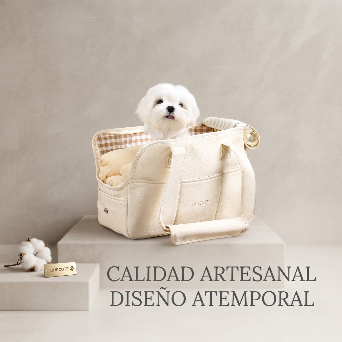 Bolso Transportín Vintage de Algodón Acolchado con Base Rígida | CloudTote