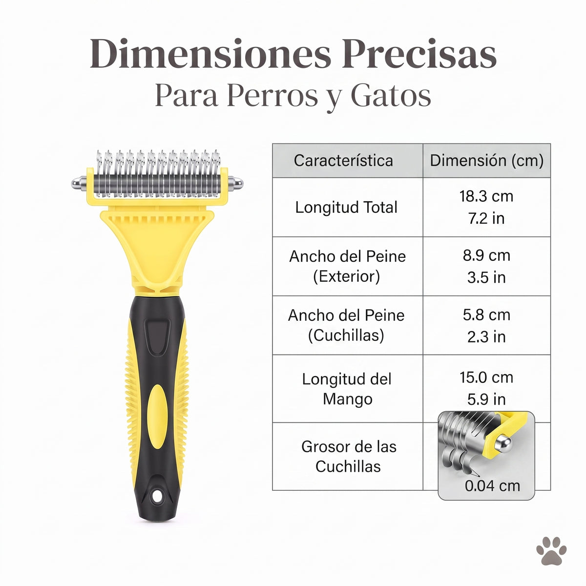 Peine Rastrillo Deslanador de Doble Cara para Perros y Gatos – Acero Inoxidable