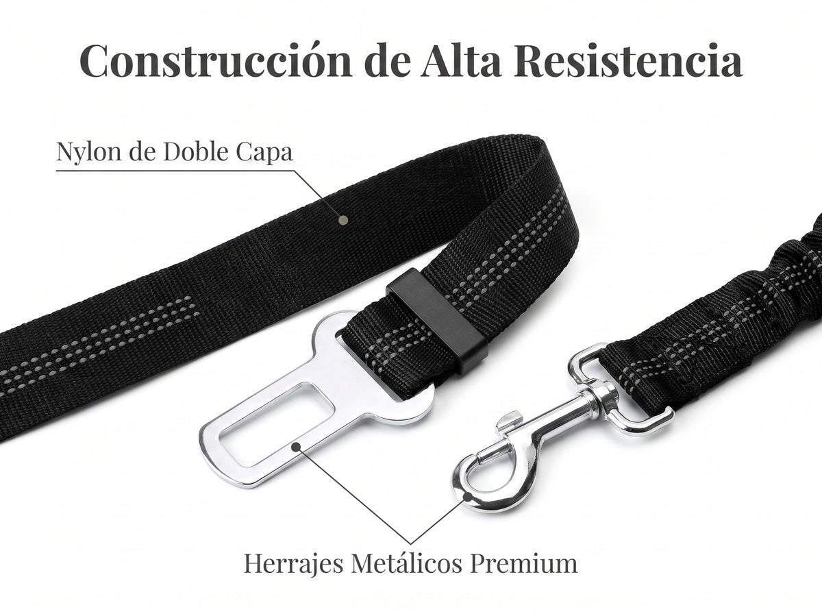 Perro Cinturón De Seguridad, Elástico Ruck Dämp Fung Y Fuerte Mosquetón, Ajustable Perros Correa Alta Seguridad Para Todas Las Razas Perros Y Gatos, Negro