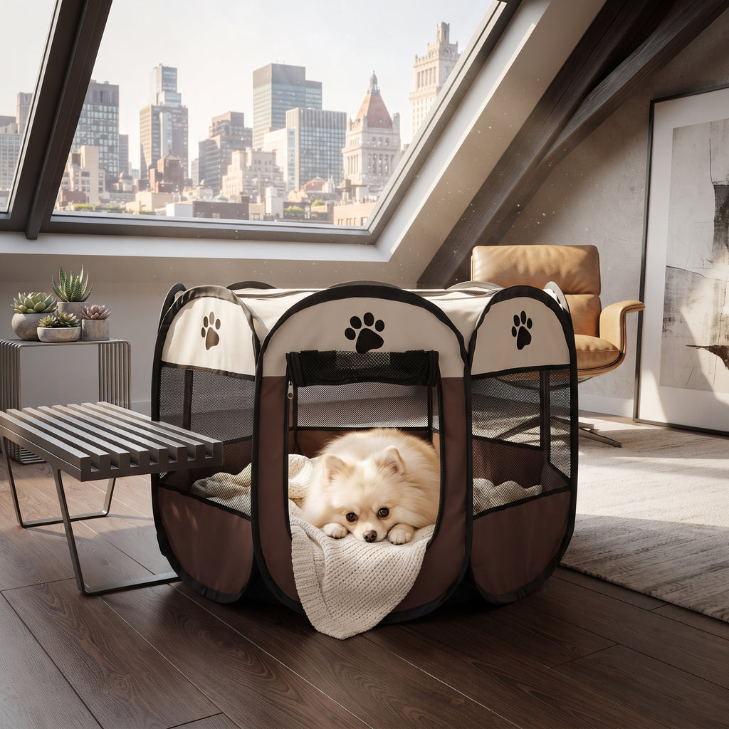 Parque Plegable Octogonal para Perros y Gatos - Tienda de Campaña y Valla Transpirable para Mascotas