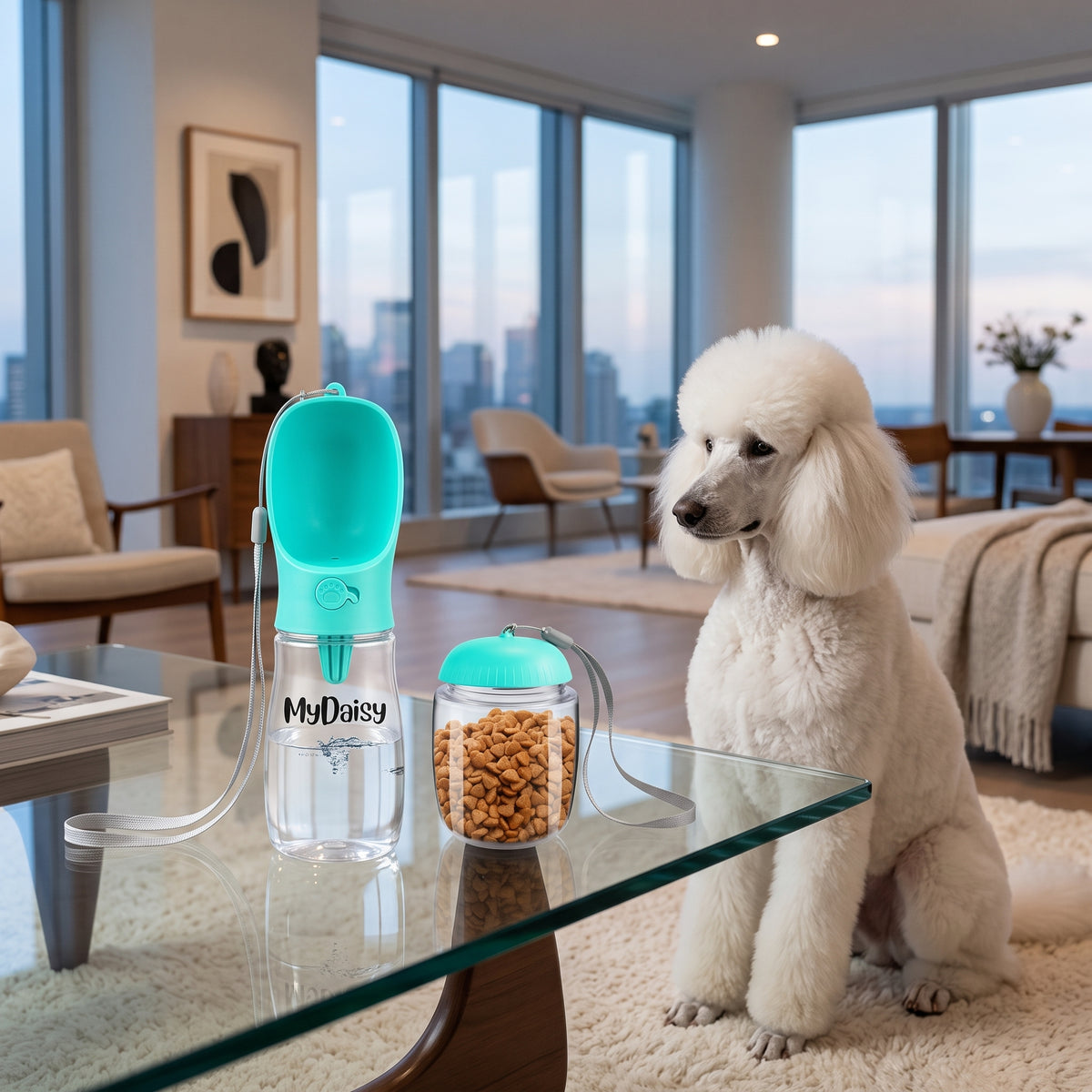 Bebedero Portátil 3 en 1 de 550 ml para Perros y Mascotas