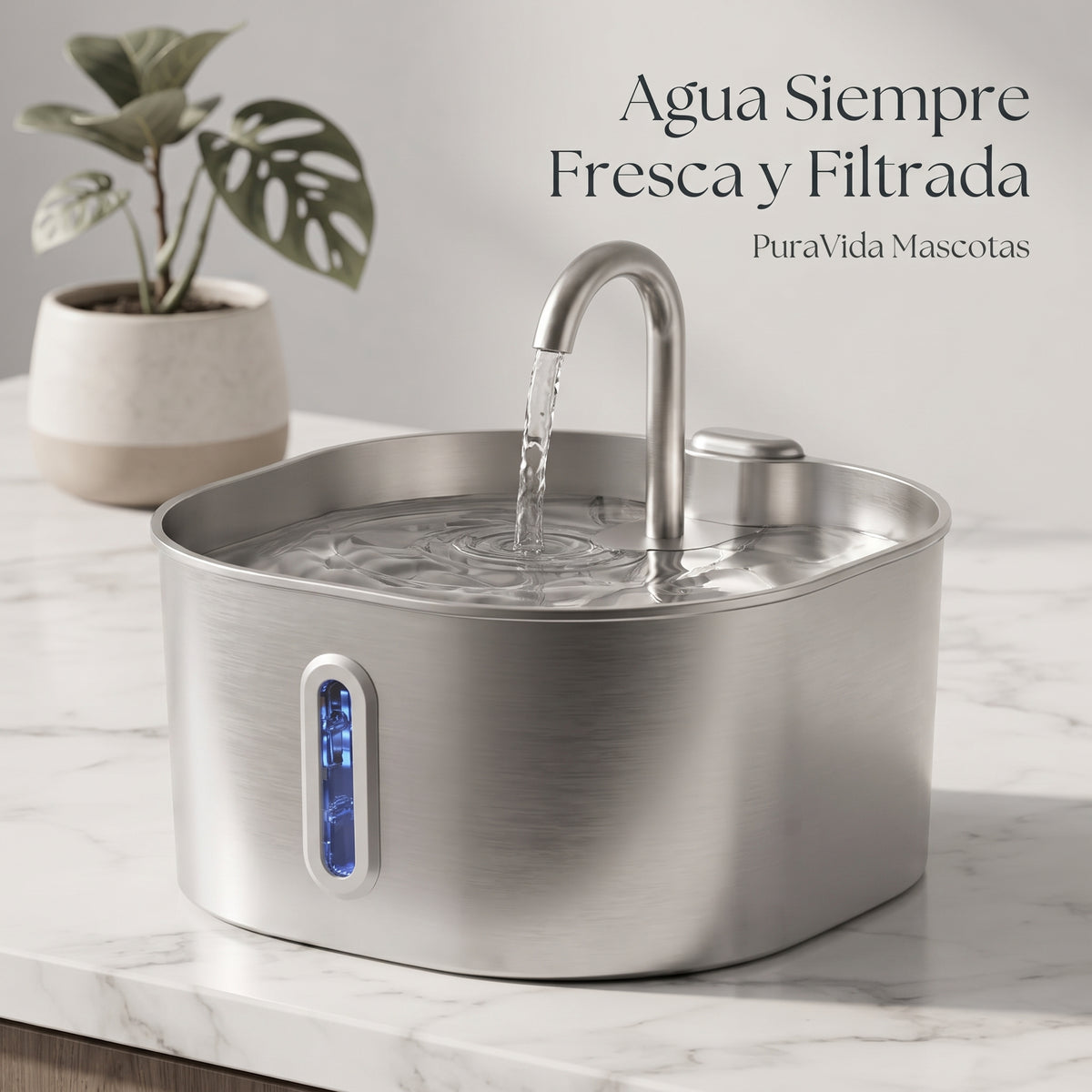 Fuente de Agua Automática en Acero Inoxidable para Gatos | 2.2L