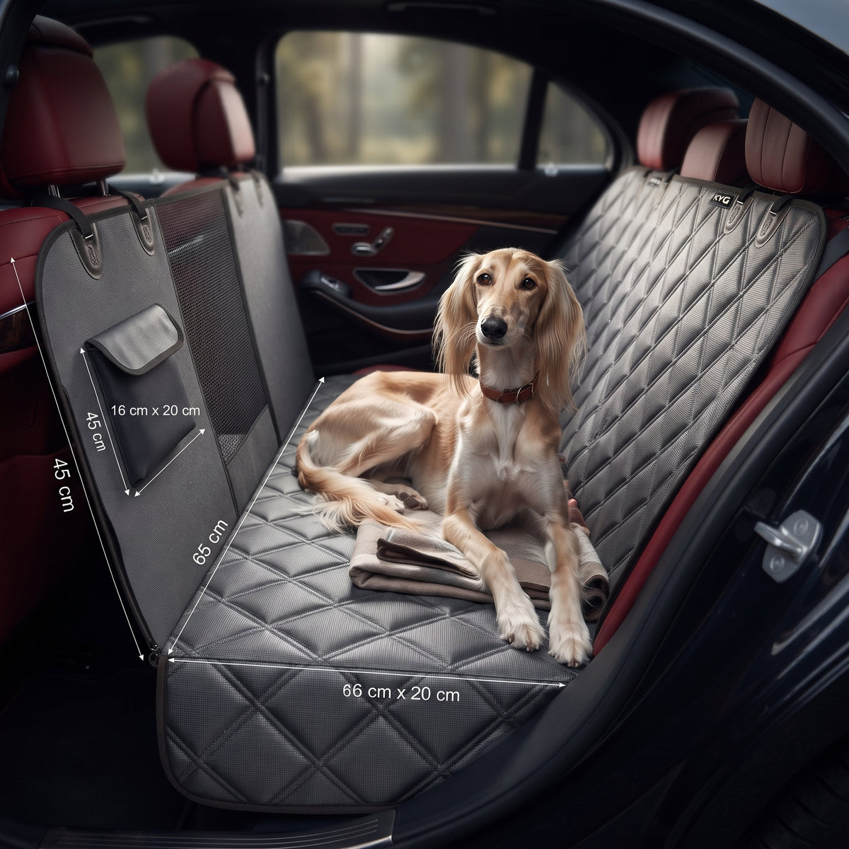 KYG Funda Perros Coche Cubierta De Asiento Para Mascota Impermeable Y Resistente Protector Coche Con Ventana De Malla Visible Y Cremallera Protector Completo Asiento Trasero Y Puertas