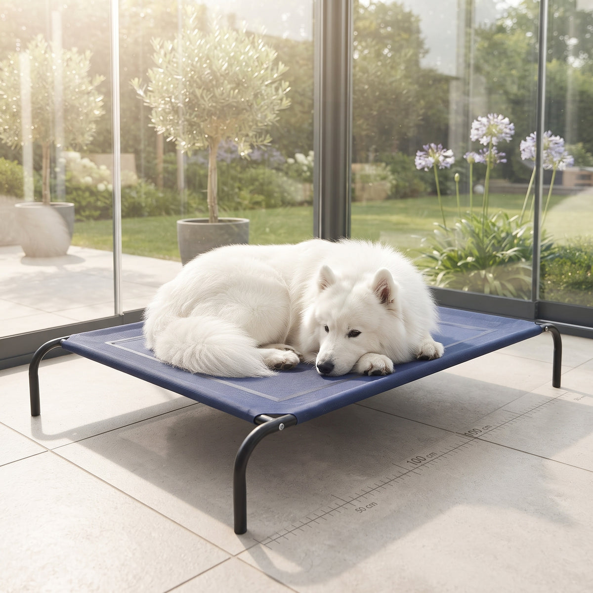 Cama Mascota Perro Gato Para Exterior Jardin Terraza Dormir Cama Elevada 110 X 80 X 18 Cm