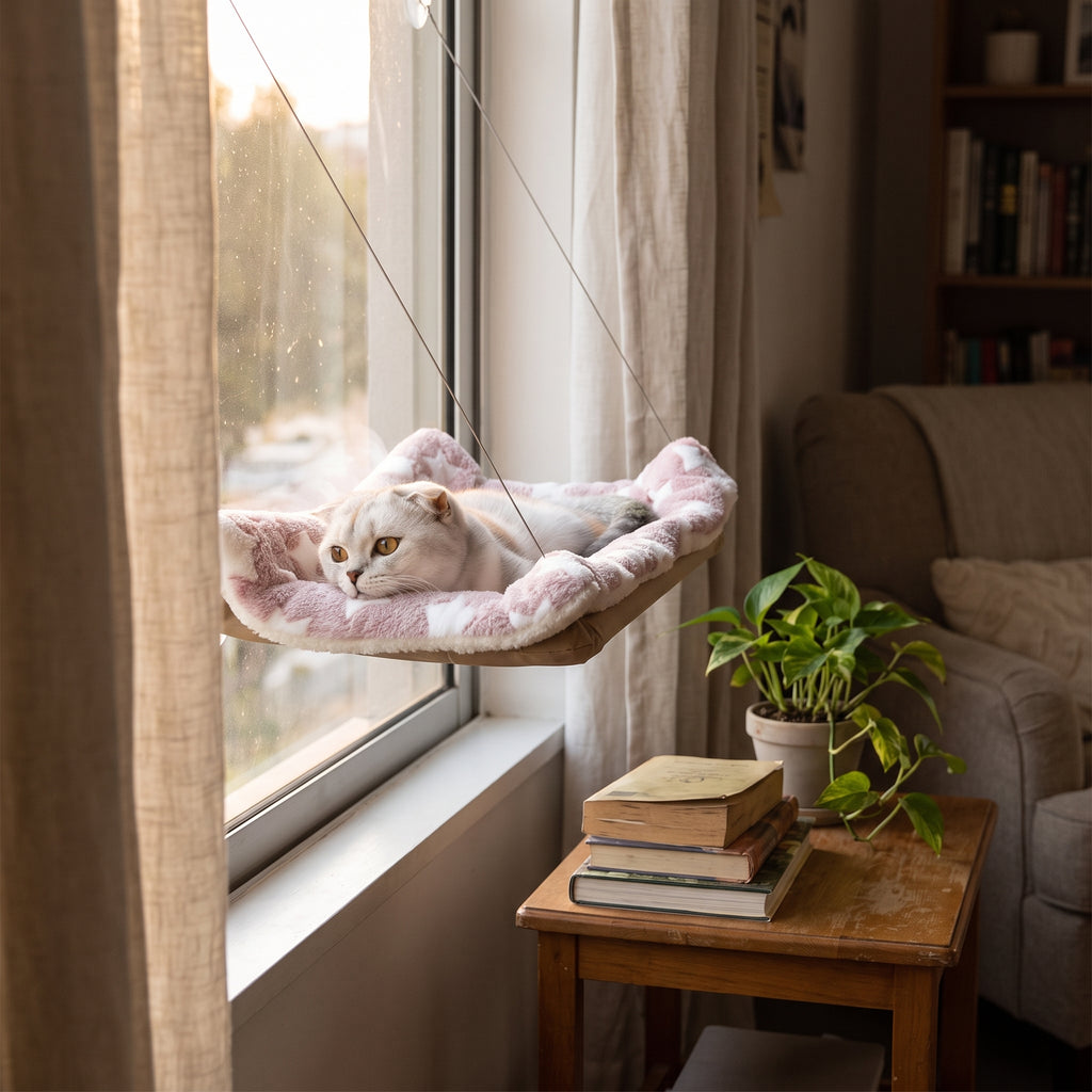 Hamaca Colgante de Ventana para Gatos | Cama Flotante y Asiento de Sol (Soporta hasta 20 kg)