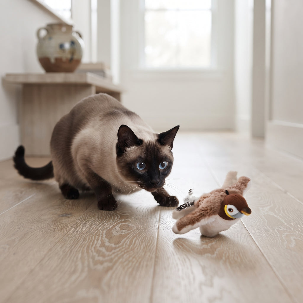 Pájaro Aleteador Interactivo con Catnip y Sonido para Gatos – Recargable por USB