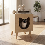 Mueble Arenero Oculto para Gatos – Mesita Auxiliar de Madera Nórdica