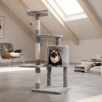 Árbol Rascador Multinivel para Gatos – Torre de Actividades con Cuevas, Hamaca, Escalera de Sisal y Miradores Acolchados