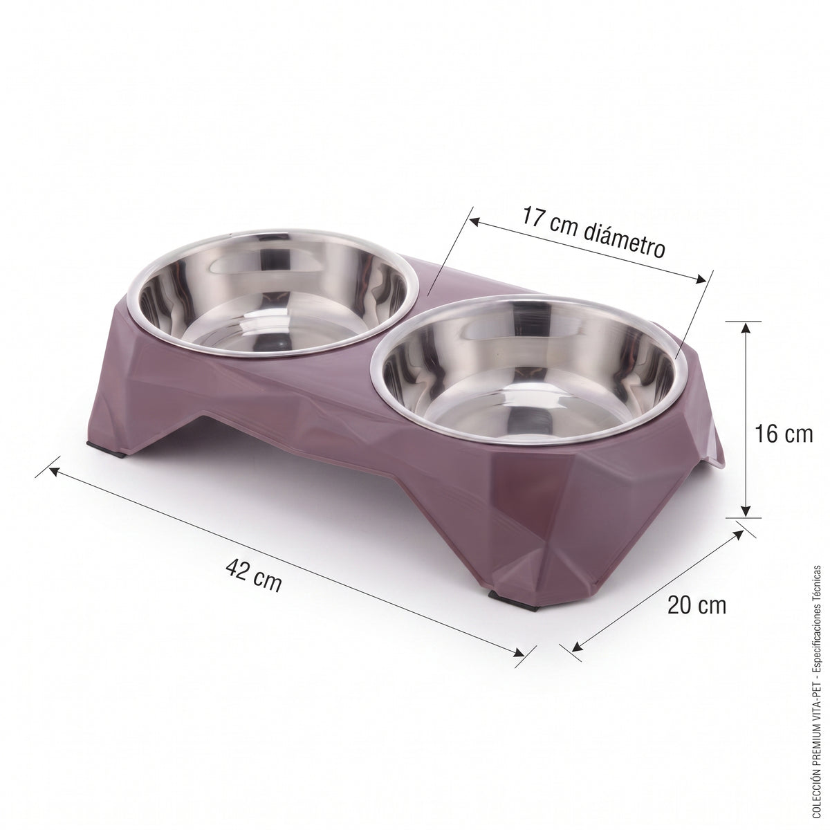 Comedero Doble Elevado para Perros y Gatos – Soporte Ergonómico Geométrico con Cuencos de Acero Inoxidable Extraíbles y Base Antideslizante