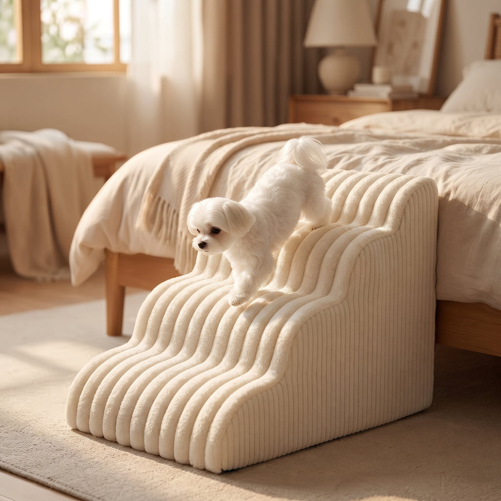 Escalera Rampa de Espuma Ortopédica para Mascotas – Escalones Antideslizantes para Sofás y Camas Altas