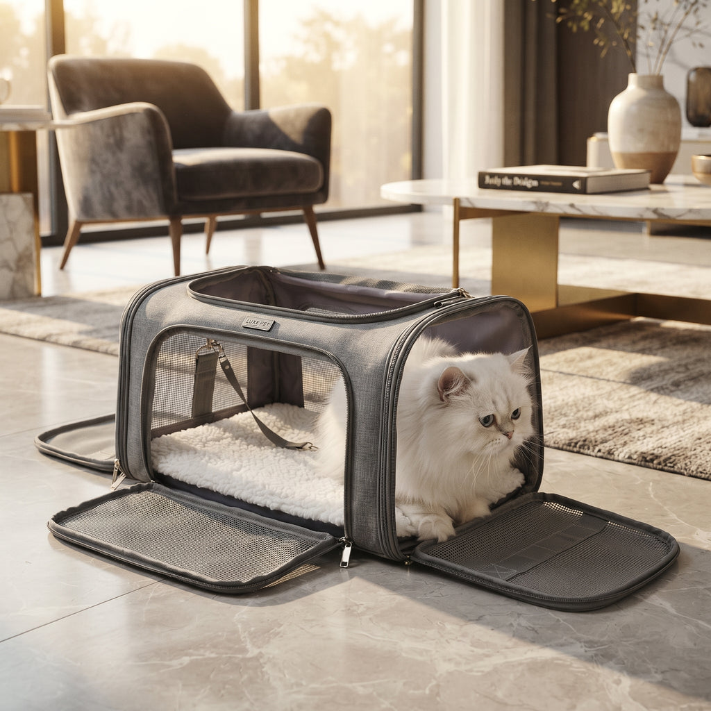 Bolsa de Transporte Homologada para Mascotas – Transportín Transpirable para Perros y Gatos (Cabina de Avión, Tren y Coche)