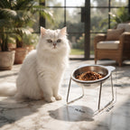 Comedero Elevado de Acero Inoxidable con Inclinación de 15° para Gatos