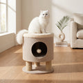 Puf Otomana para Gatos con Cueva, Rascador y Juguete Colgante (40x40 cm)