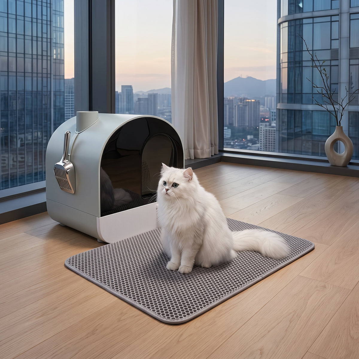 Alfombrilla para Arena de Gatos de Doble Capa EVA (55x75 cm) | Mat Atrapa-Arena Impermeable y Lavable