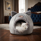Cama Cueva Cerrada de Invierno para Gatos - Cesta Nido Acolchada