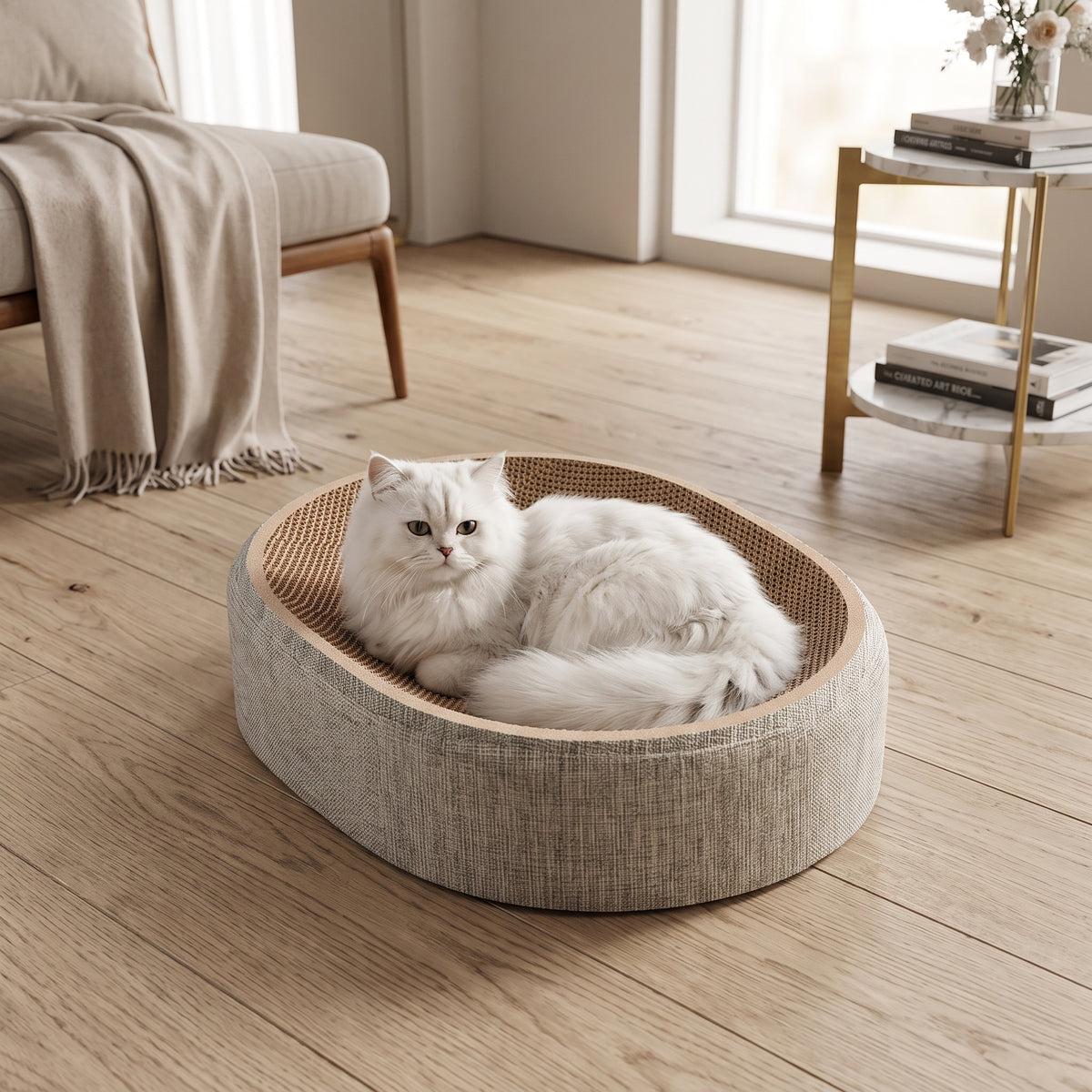 Cama Rascador Elevada de Sisal para Gatos | Nido de Descanso y Juego Antideslizante