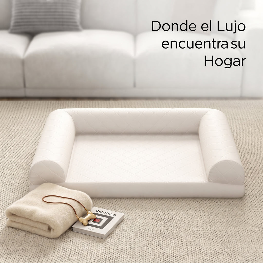Cama Ortopédica Para Perros Cesta Para Perros Con Almohada En 3 Lados, Funda Extraíble Y Lavable Base Antideslizante 90 X 69 X 18 Cm Beige