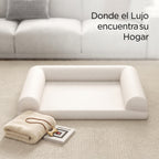 Cama Ortopédica Para Perros Cesta Para Perros Con Almohada En 3 Lados, Funda Extraíble Y Lavable Base Antideslizante 90 X 69 X 18 Cm Beige