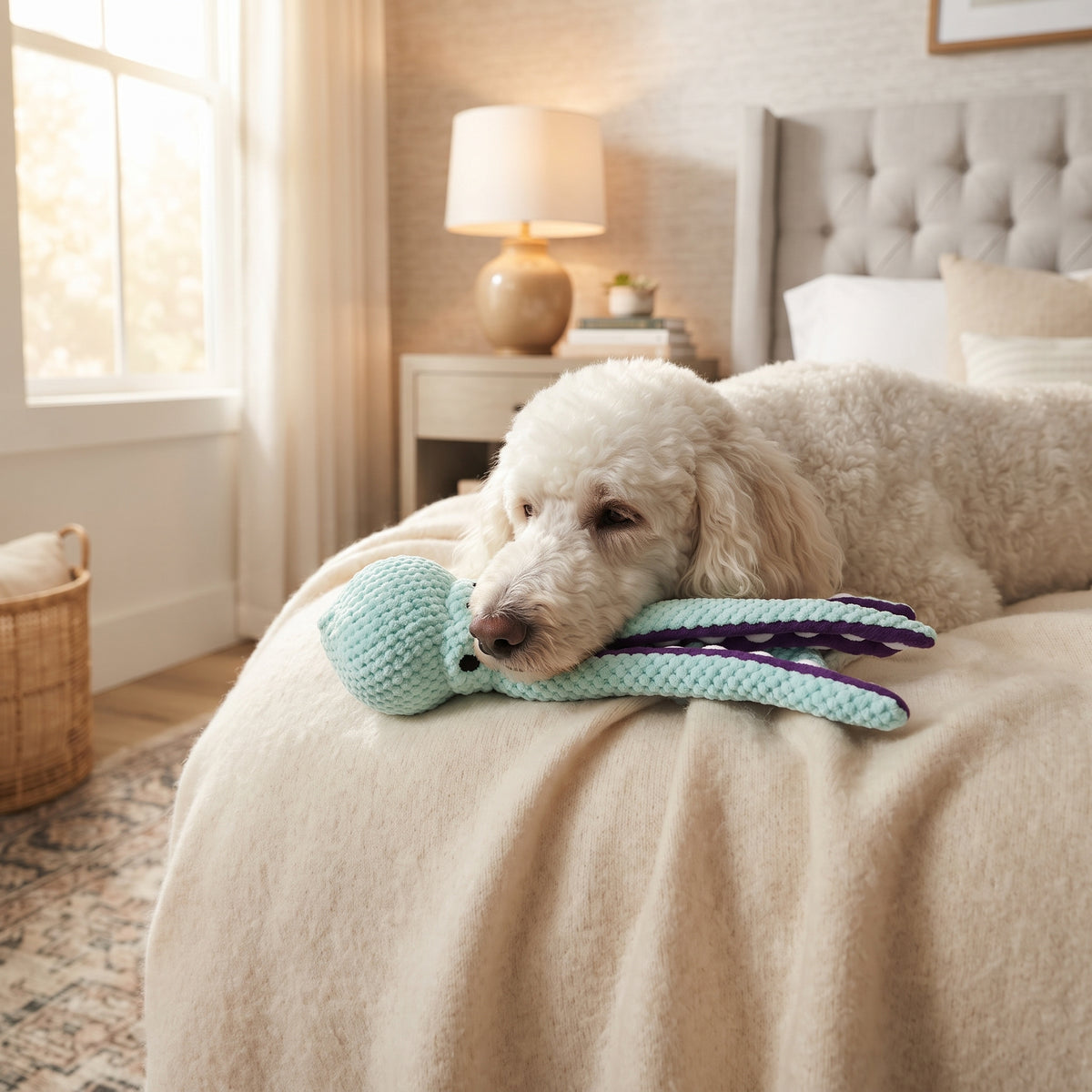 Juguete de Peluche Interactivo con Sonido en Forma de Pulpo para Perros
