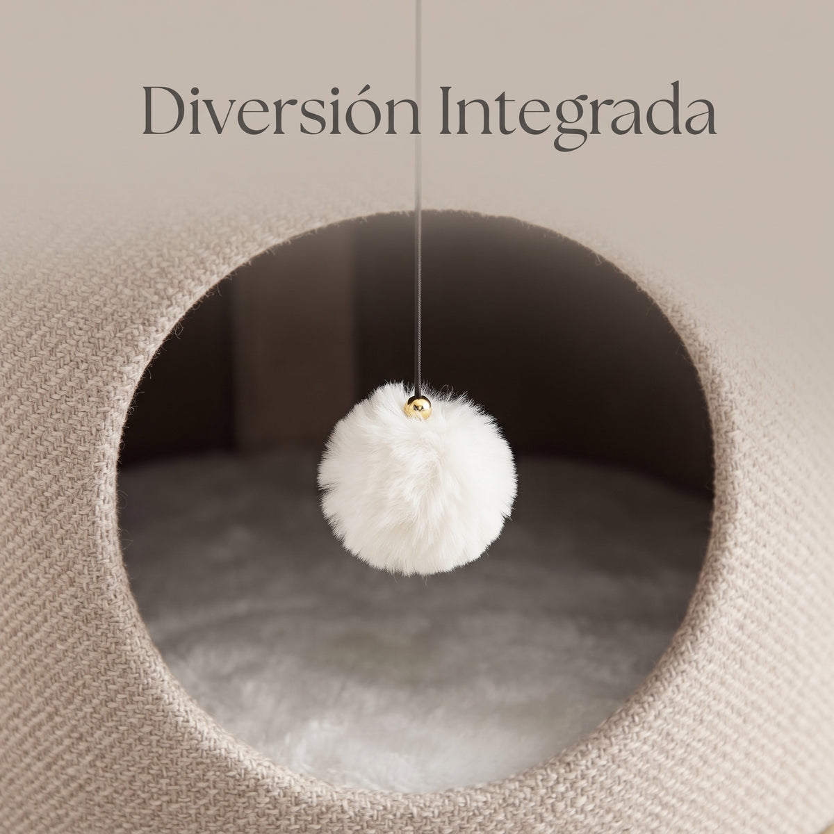 Puf Otomana para Gatos con Cueva, Rascador y Juguete Colgante (40x40 cm)